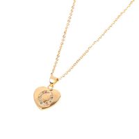 Micro Inlaid Zircon Love Peach Heart Necklace English Letter Pendant Clavicle Chain Wholesale sku image 16