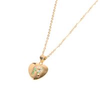 Micro Incrustaciones De Circón Love Peach Heart Necklace English Letter Colgante Clavicle Chain Wholesale sku image 17