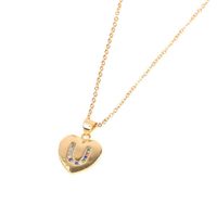 Micro Inlaid Zircon Love Peach Heart Necklace English Letter Pendant Clavicle Chain Wholesale sku image 20