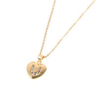 Croix-frontière Nouvelle Arrivée Accessoires Coloré Micro Strass Coeur D'amour Collier Anglais Lettre Pendentif Marée Clavicule Chaîne En Gros sku image 20