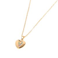 Micro Inlaid Zircon Love Peach Heart Necklace English Letter Pendant Clavicle Chain Wholesale sku image 21