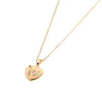 Micro Inlaid Zircon Love Peach Heart Necklace English Letter Pendant Clavicle Chain Wholesale sku image 22