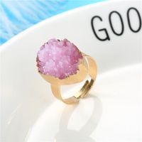 Personalized Oval Color Ring Gold Ring Imitation Natural Stone Resin Adjustable Ring sku image 2