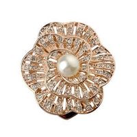 Exquisite Full-diamond Three-dimensional Flower Pearl Scarf Brooch sku image 1