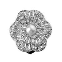 Exquisite Full-diamond Three-dimensional Flower Pearl Scarf Brooch sku image 2