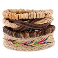 New Top Layer Leather Woven Bracelet Vintage Hand-woven Multi-layer Leather Bracelet Jewelry sku image 1