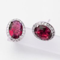 Korean Fashion Simple Colored Zircon Earrings Women Selling Earrings sku image 2