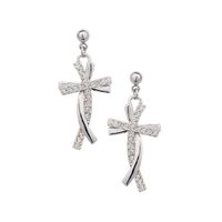 New Delicate Diamond Cross Pendant Earrings Whoelsales Fashion sku image 1