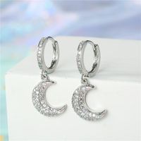Exquisite Mini Earrings Gold And Silver Crescent Zircon Earrings sku image 2