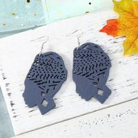 Carved Hollow Head Wood Large Earrings Wholesales Fashion sku image 2