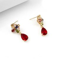 Diamond Cross Flower Zircon Earrings Drop Shape Earrings Women Wholesale sku image 1