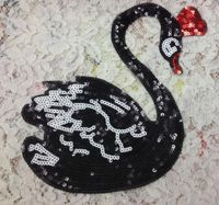 Longsheng Nouvelle De Femmes Animal Vêtements Sequin Accessoires Noir Cygne Broderie Patch Paillettes Zhang Zai Bricolage Adhésif Bande De Tissu main image 3