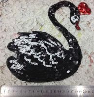 Longsheng Nouvelle De Femmes Animal Vêtements Sequin Accessoires Noir Cygne Broderie Patch Paillettes Zhang Zai Bricolage Adhésif Bande De Tissu main image 5