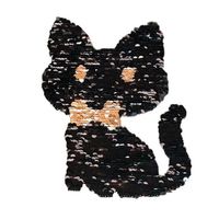 Silver Black Cat Flip Cloth Sticker Can Change Color Changing Pattern Sequin Cloth Sticker Clothes Patch Embroidery main image 4