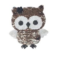 Cute Cartoon Dazzling Owl Double-sided Sequin Cloth Stickers Can Flip Color Change Sequins main image 3
