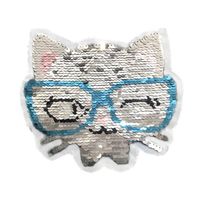 Eyes Cat Head Beads Embroidered Gradient Flip Sequins Women's Clothing Stickers main image 3