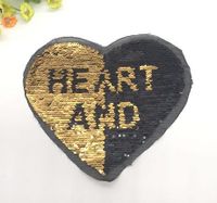 New Color Changing Beads Embroidery Cloth Stickers Flip Double-sided Sequin Embroidery Chapter Peach Heart English Patch Stickers main image 4