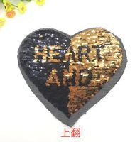 New Color Changing Beads Embroidery Cloth Stickers Flip Double-sided Sequin Embroidery Chapter Peach Heart English Patch Stickers main image 5