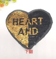 New Color Changing Beads Embroidery Cloth Stickers Flip Double-sided Sequin Embroidery Chapter Peach Heart English Patch Stickers main image 6