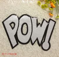 Sequins Chapter Pow English Sequins Alphabet Cloth Stickers Patch Stickers Clothing Accessories Women's T-shirt Clothing Match main image 1