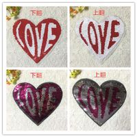 Clothing Accessories Color Changing Beads Embroidery Cloth Stickers Flip Sequins Embroidery Patch Stickers Peach Heart Patch main image 3