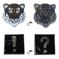 Tiger Ausrufezeichen Drehen Rechteckige Pailletten Stoff Aufkleber Kleidung Patch Aufkleber Kleidung Zubehör Kann Pailletten Tuch Drehen main image 1