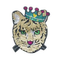 Sequin Crown Cat Gold Powder Sequins T-shirt Decoration Clothes Ragged Cloth Stickers Patch Stickers Decorative Stickers main image 1