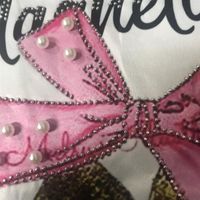 Three-dimensional Hand-stitched Digital Printing Rhinestone Beaded Pink Bow High-heeled Cloth Patch main image 6