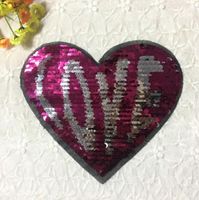 Clothing Accessories Color Changing Beads Embroidery Cloth Stickers Flip Sequins Embroidery Patch Stickers Peach Heart Patch sku image 2