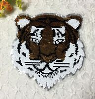 Tiger Exclamation Flip Rectangular Sequin Cloth Paste Clothes Patch Sticker Clothing Accessories Reversible Sequin Cloth sku image 1