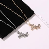 Korean New Jewelry Full Diamond Butterfly Necklace Female Simple Clavicle Chain Jewelry Wholesale main image 3