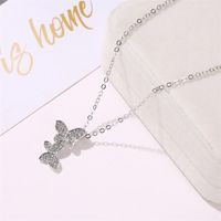 Korean New Jewelry Full Diamond Butterfly Necklace Female Simple Clavicle Chain Jewelry Wholesale main image 5