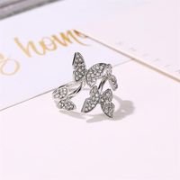 Full Diamond Four Butterfly Ring Light Luxury Index Finger Opening Ring main image 5