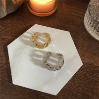 Metal Style Retro Personality Gold-plated Silver Hollow Hollow Twist Chain Open Ring Women main image 2