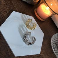Metal Style Retro Personality Gold-plated Silver Hollow Hollow Twist Chain Open Ring Women main image 3