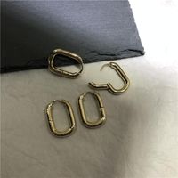 Vintage Brass Gold Plated U-shaped Hoop Oval Hoop Advanced Wild Earrings main image 5