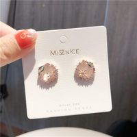 925 Silver Pin Micro Inlaid Zircon Crystal Ring Earrings Girl Fashion Mini Garland Earrings Flowers Earrings main image 4