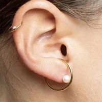 Retro Circle Ear Clip Auricle Fake Earrings Single Pearl Ear Bone Clip Without Piercing Women main image 1