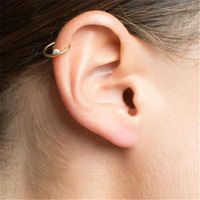 Retro Circle Ear Clip Auricle Fake Earrings Single Pearl Ear Bone Clip Without Piercing Women main image 6