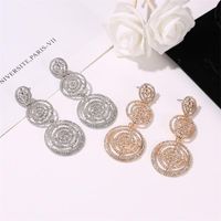 Wholesale New Earrings Exaggerated Full Diamond Multilayer Circle Earrings Female Long Round Hollow Earrings main image 3