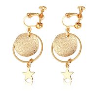 Handmade Glitter Frosted Pentagram Star Earrings Geometric Circle Long Earrings Ear Clips Wholesale main image 1