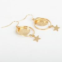 Handmade Glitter Frosted Pentagram Star Earrings Geometric Circle Long Earrings Ear Clips Wholesale main image 4