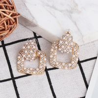 Geometric Earrings Pearl Alloy Diamond Earrings main image 5