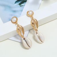 Hot Sale New Fashion Pearl Alloy Shell Natural Shell Combination Earrings main image 4