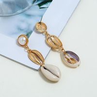 Hot Sale New Fashion Pearl Alloy Shell Natural Shell Combination Earrings main image 5