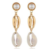 Hot Sale New Fashion Pearl Alloy Shell Natural Shell Combination Earrings main image 6