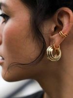 Exaggerated Hoop Round Earrings Female Retro Premium Texture Ring Earrings main image 6