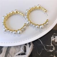 Vintage Style Pearl Hoop Earrings main image 3