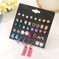 New Fashion Jewelry Earrings Set Of 20 Pairs Of Square Square Zirconia Stud Earrings main image 5