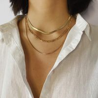 Jewelry Punk Metal Snake Bone Chain Necklace Female Geometric Chain Mashup Box Chain Necklace sku image 1